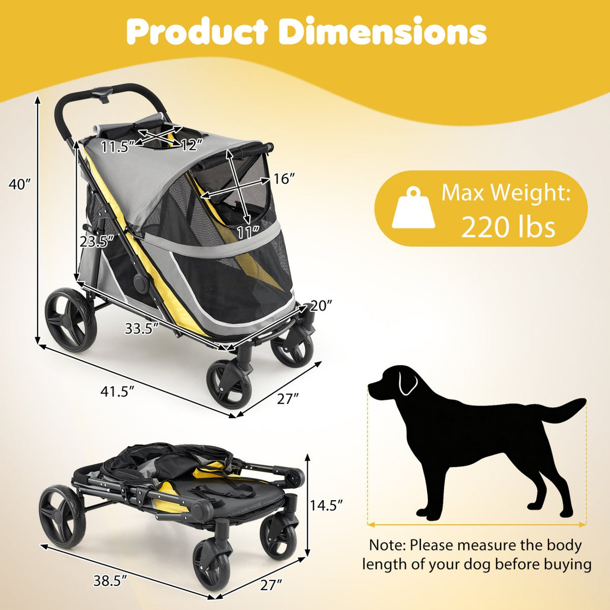 Heavy Duty Dog Stroller for Large Dogs 220 lb Capacity – photo 4 of 8