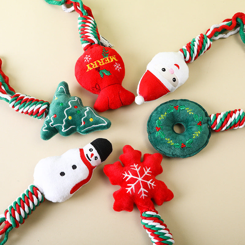 Christmas Rope Plush Dog Toy Santa Snowman – photo 3 of 11
