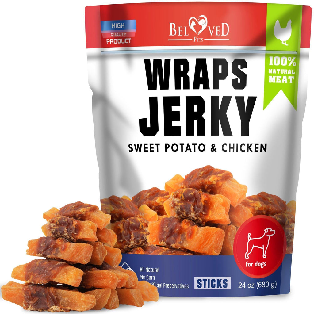 Chicken Jerky Dog Treats 24 oz Human-Grade Grain-Free Sweet Potato – front view