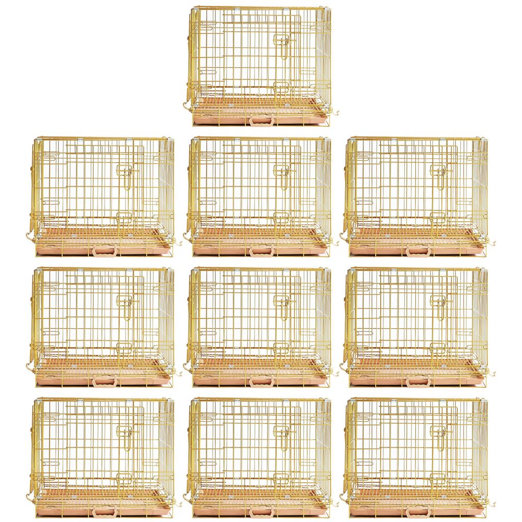 Copper Gold Wire Dog Crate – 24 to 42 Inch, Foldable – alternate view 18
