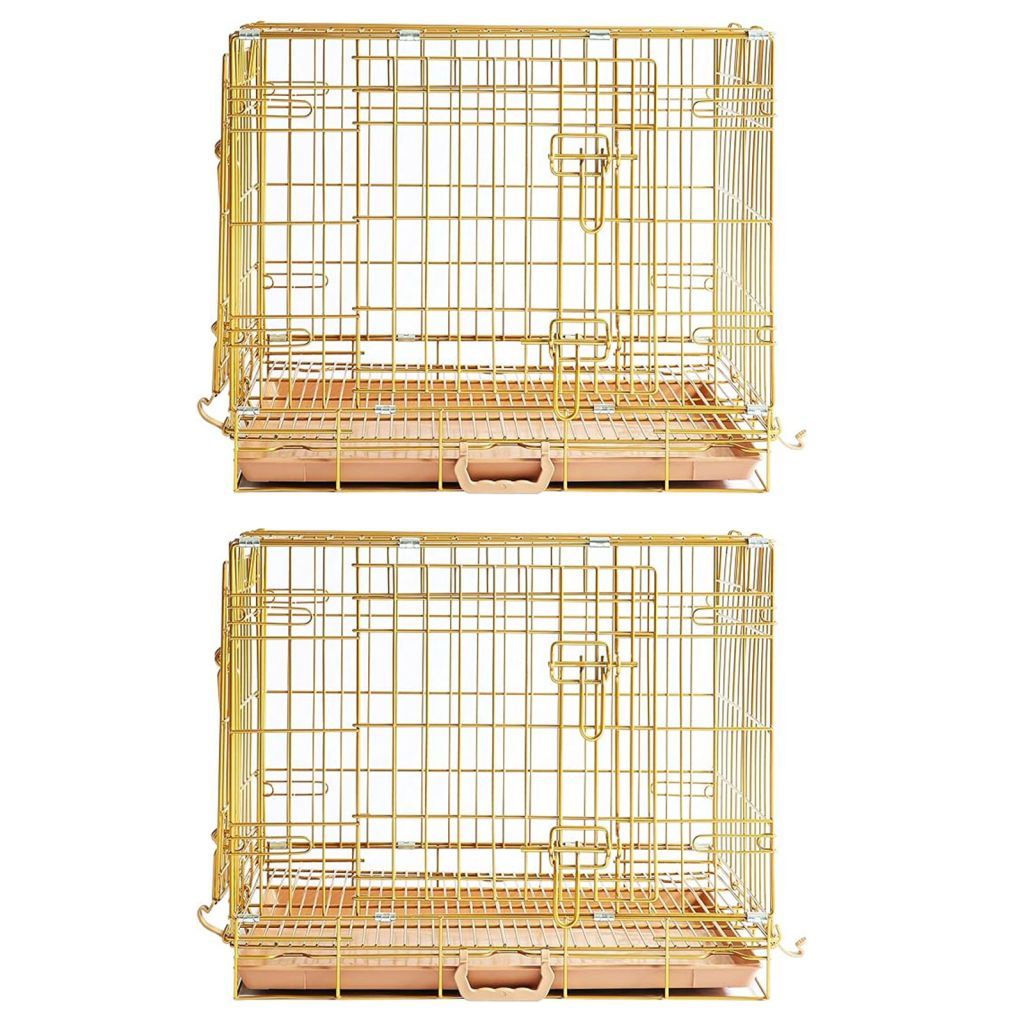 Copper Gold Wire Dog Crate – 24 to 42 Inch, Foldable – alternate view 13