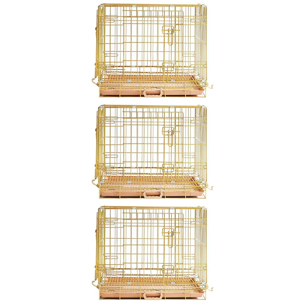 Copper Gold Wire Dog Crate – 24 to 42 Inch, Foldable – alternate view 14