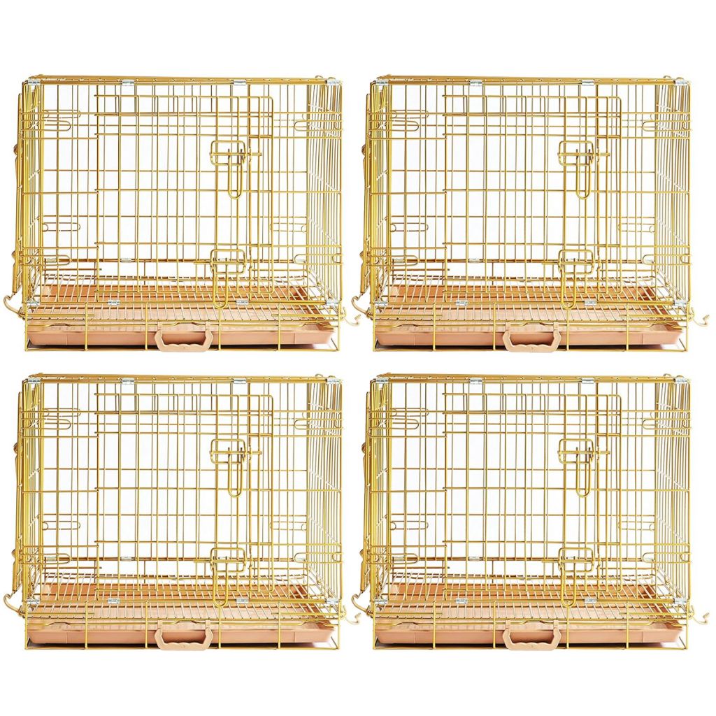 Copper Gold Wire Dog Crate – 24 to 42 Inch, Foldable – alternate view 15