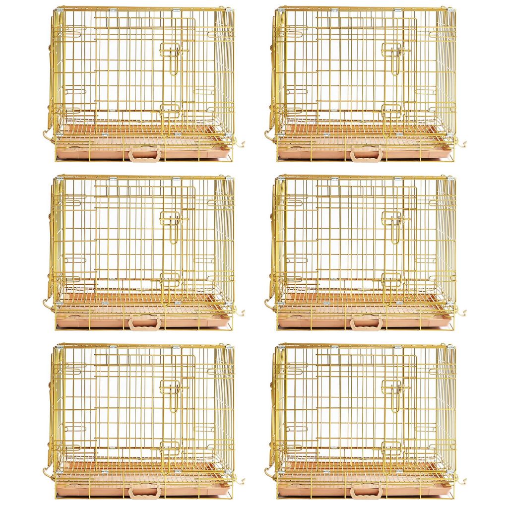 Copper Gold Wire Dog Crate – 24 to 42 Inch, Foldable – alternate view 16
