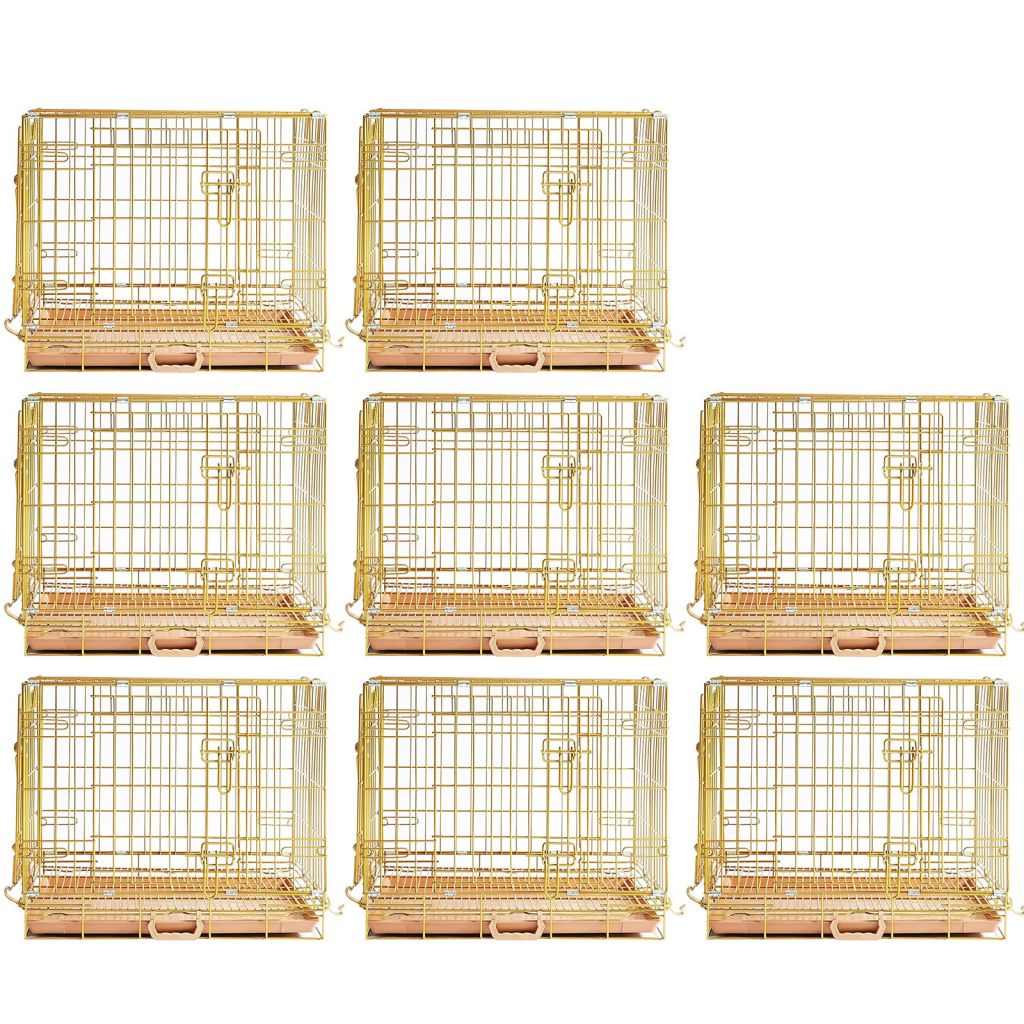 Copper Gold Wire Dog Crate – 24 to 42 Inch, Foldable – alternate view 17