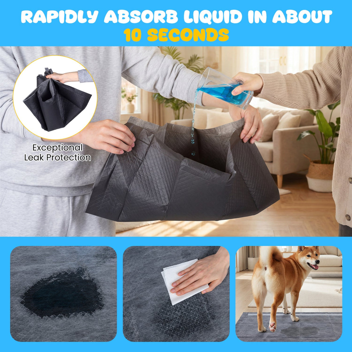Charcoal Dog Pee Pads 24 x 24 6-Layer 150 Count – photo 6 of 8