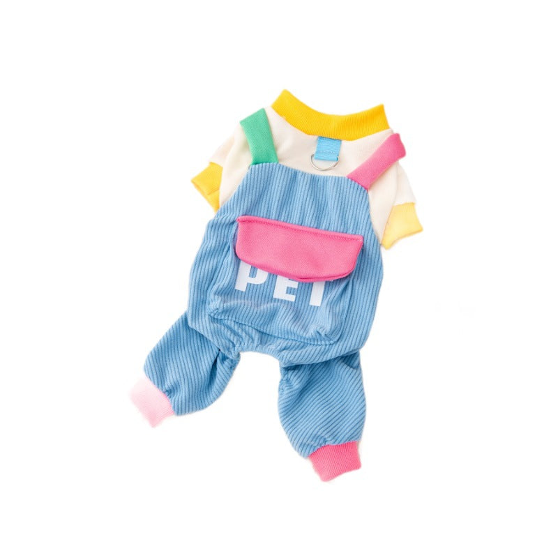 Color-Block Dog Jumpsuit with Suspenders Blue – photo 5 of 6