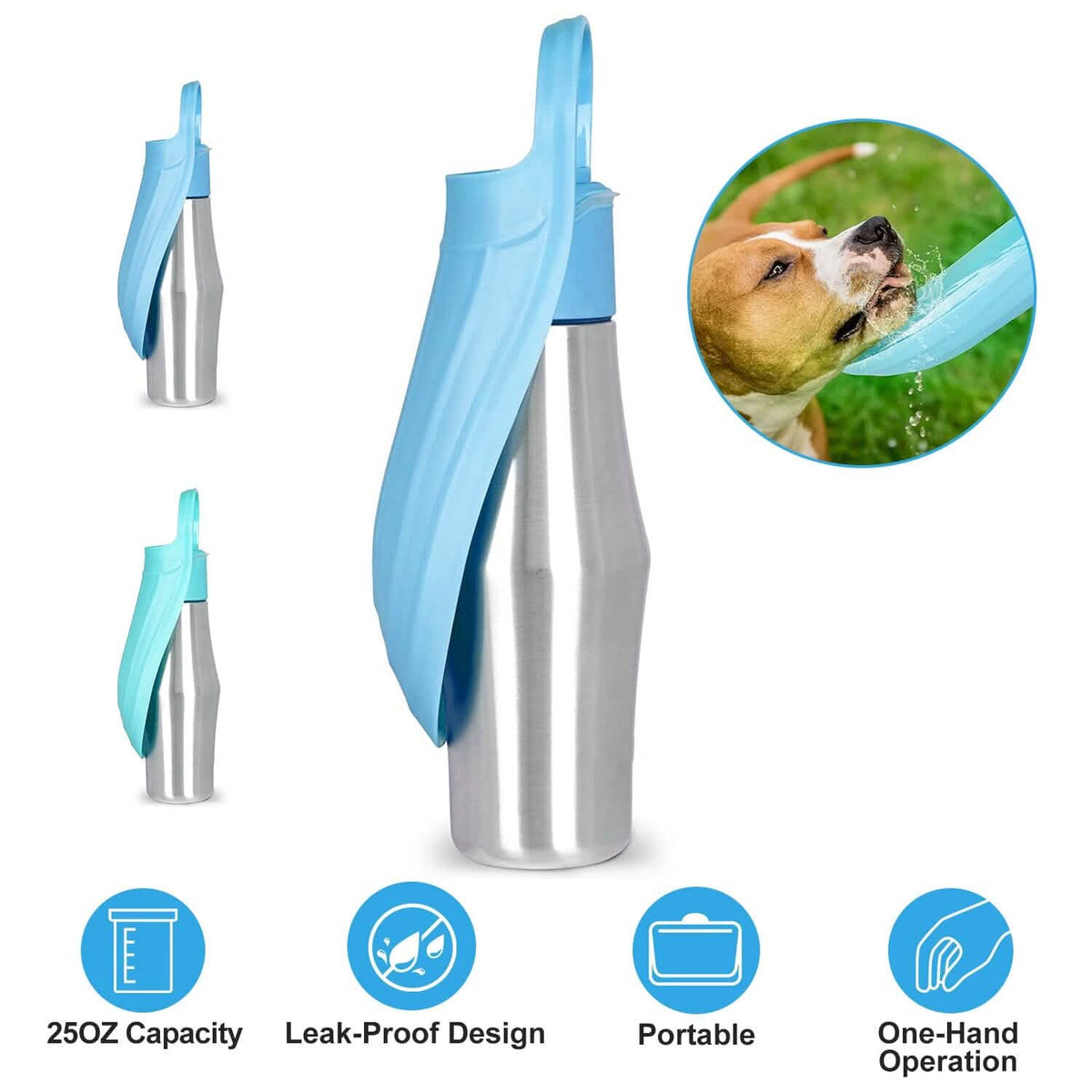 Portable Dog Water Dispenser 25 oz Stainless Steel Leak Proof – photo 7 of 16