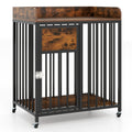 27.5 Inch Dog Crate Furniture with Wheels Rustic Brown – photo 3 of 8