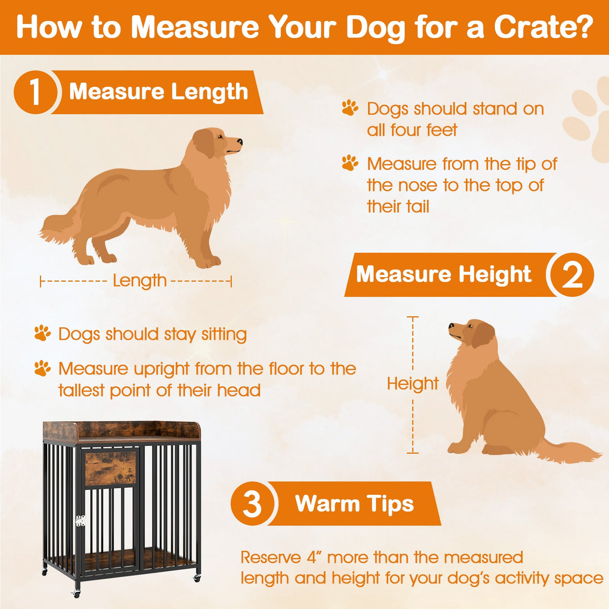 27.5 Inch Dog Crate Furniture with Wheels Rustic Brown – photo 7 of 8
