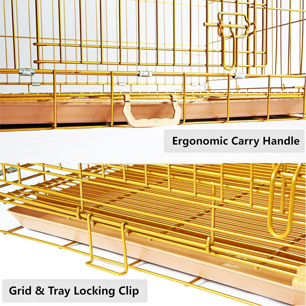 Copper Gold Wire Dog Crate – 24 to 42 Inch, Foldable – alternate view 5