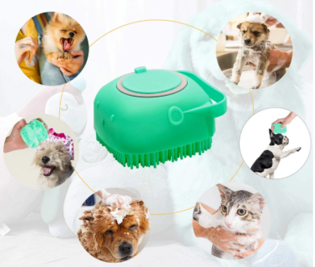 2-in-1 Silicone Pet Shower Brush with Shampoo Dispenser – alternate view 2