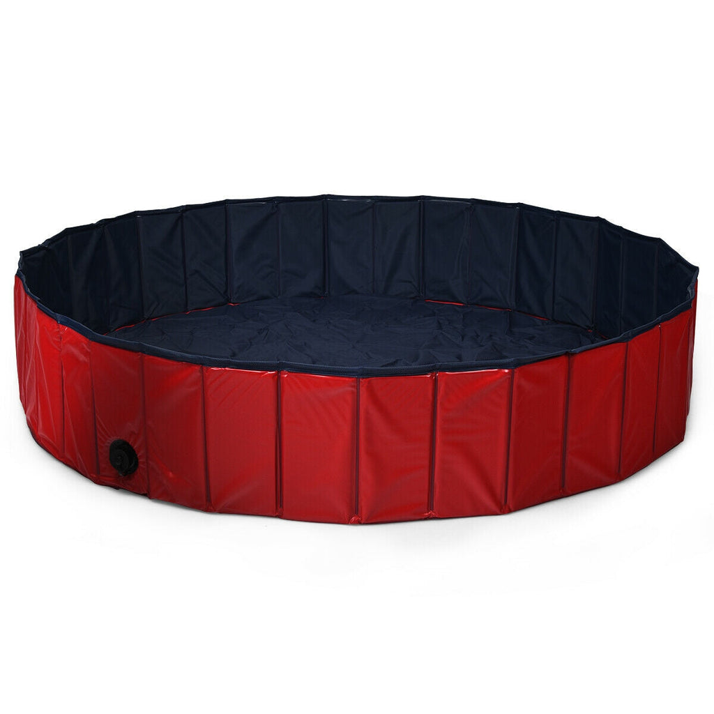 63 Inch Foldable Leakproof Dog Pool – Pet Bathing Tub, Red – alternate view 4