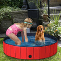 63 Inch Foldable Leakproof Dog Pool – Pet Bathing Tub, Red – front view
