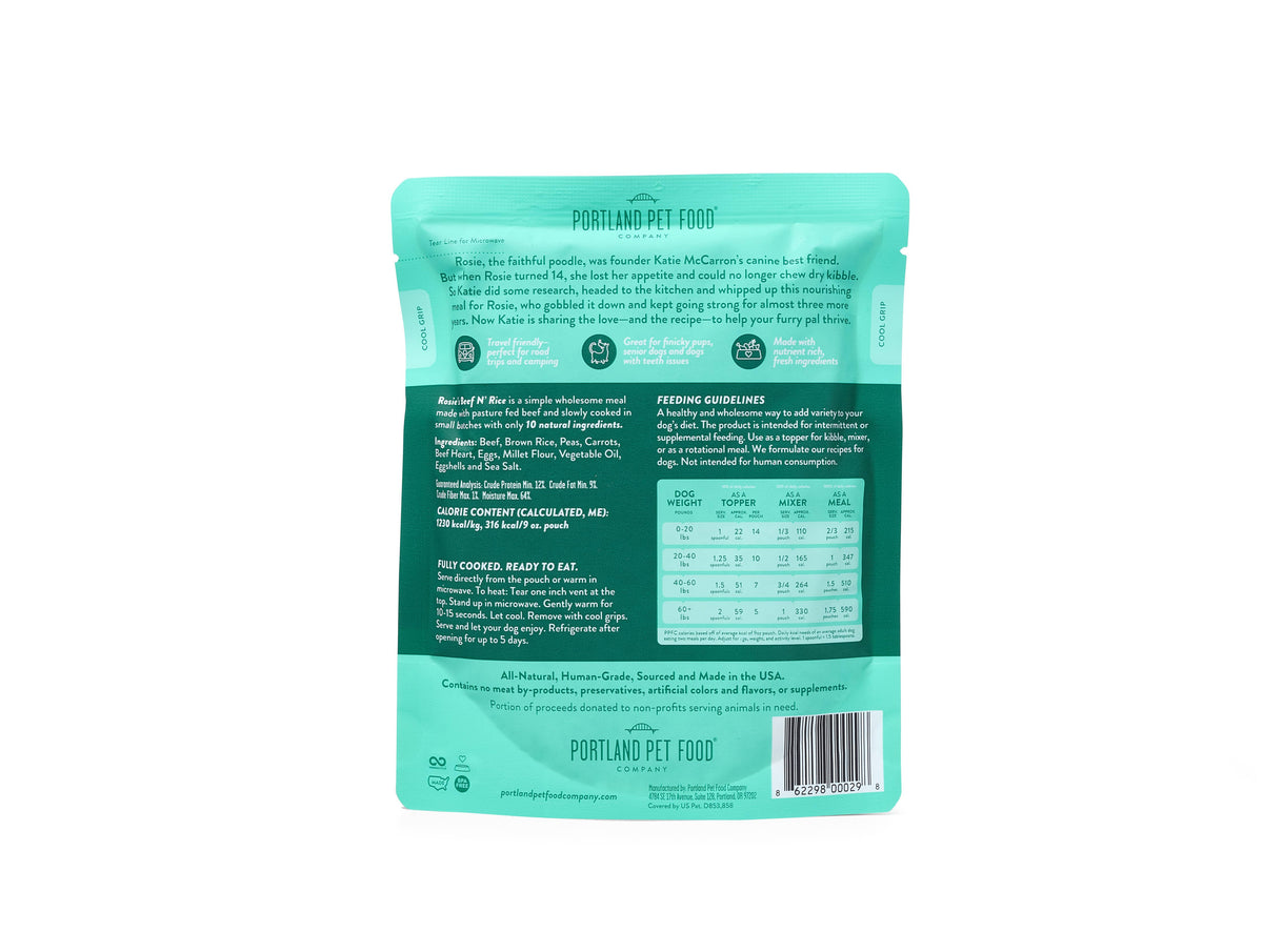 Rosie's Beef & Rice Human Grade Fresh Wet Dog Food Pouches – alternate view 2