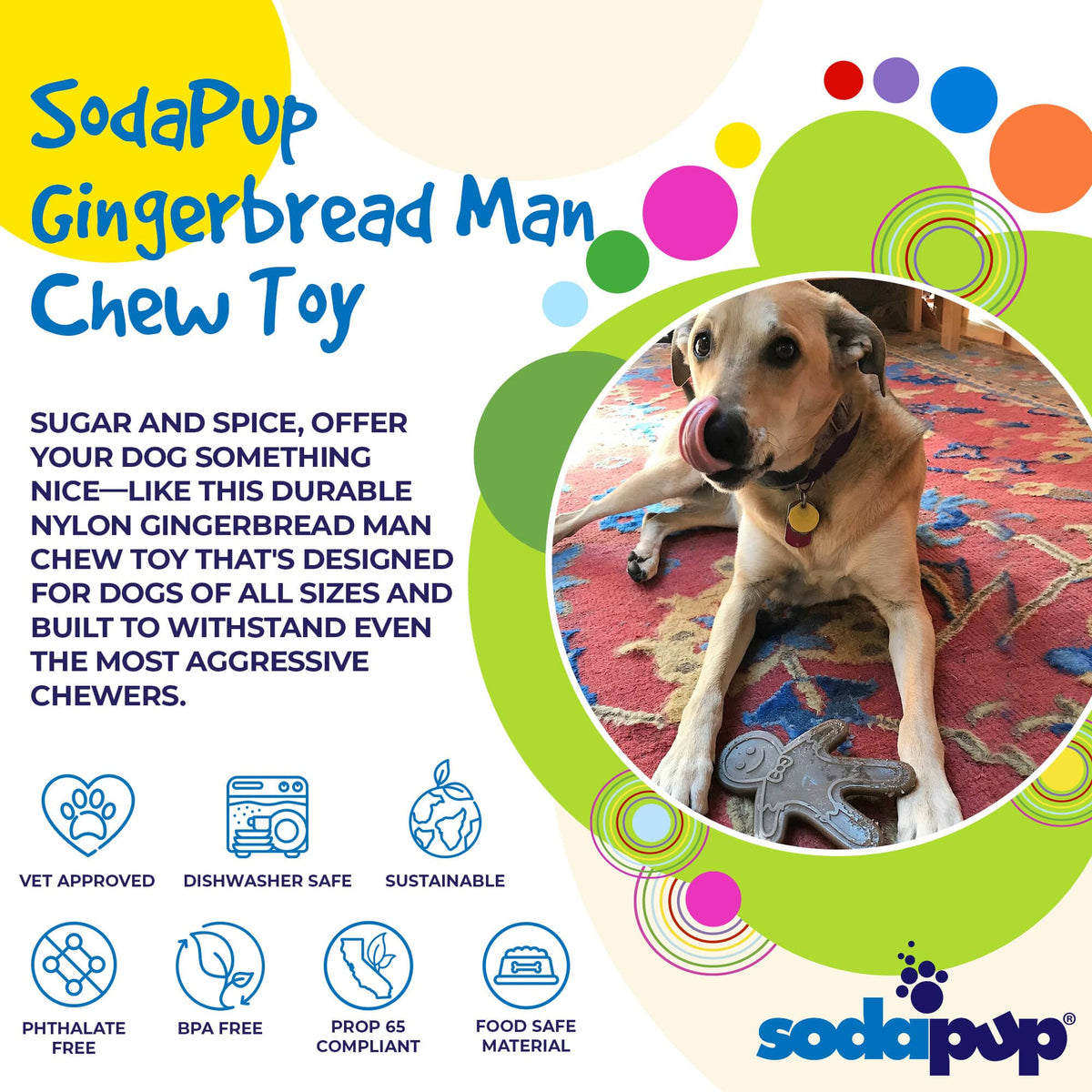 SodaPup Gingerbread Man brown nylon dog chew toy – photo 3 of 6