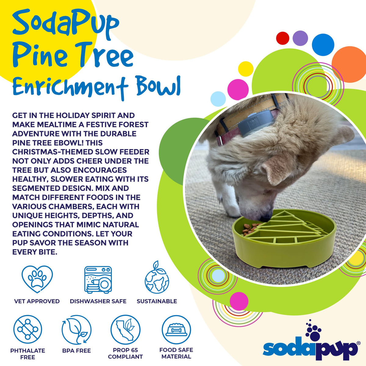 SodaPup Pine Tree eBowl – Deep Slow Feeder Bowl – alternate view 3