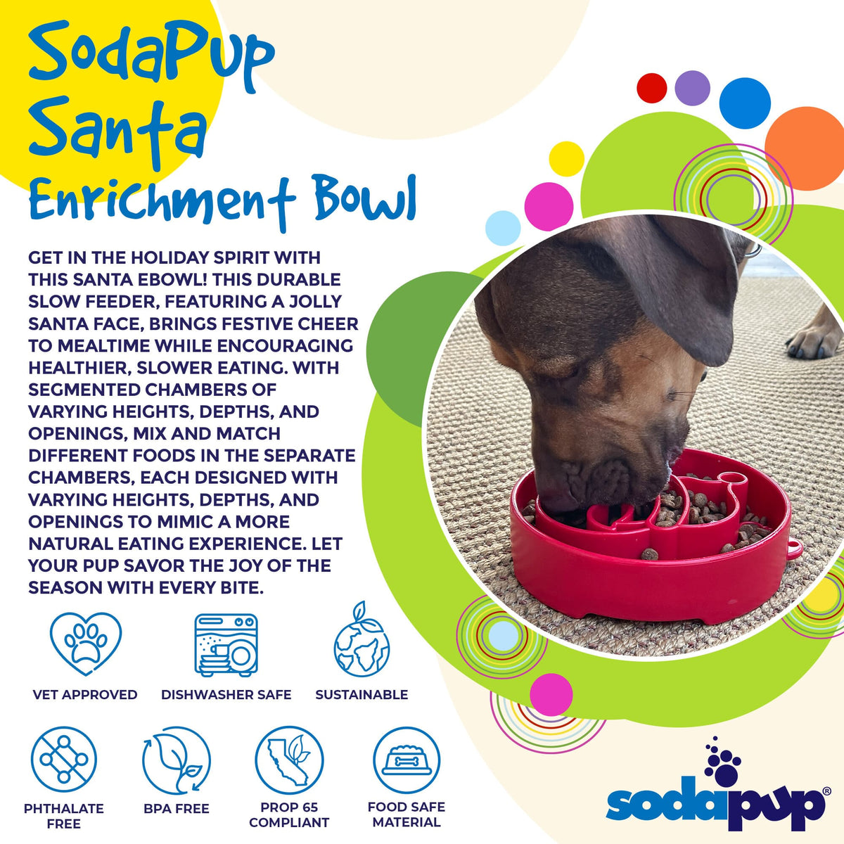 SodaPup Santa Christmas eBowl – Deep Slow Feeder Dog Bowl, USA Made – alternate view 3