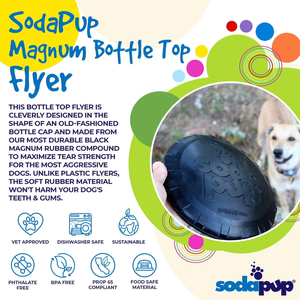 SodaPup Magnum Bottle Top Flyer black rubber frisbee dog toy – photo 2 of 10