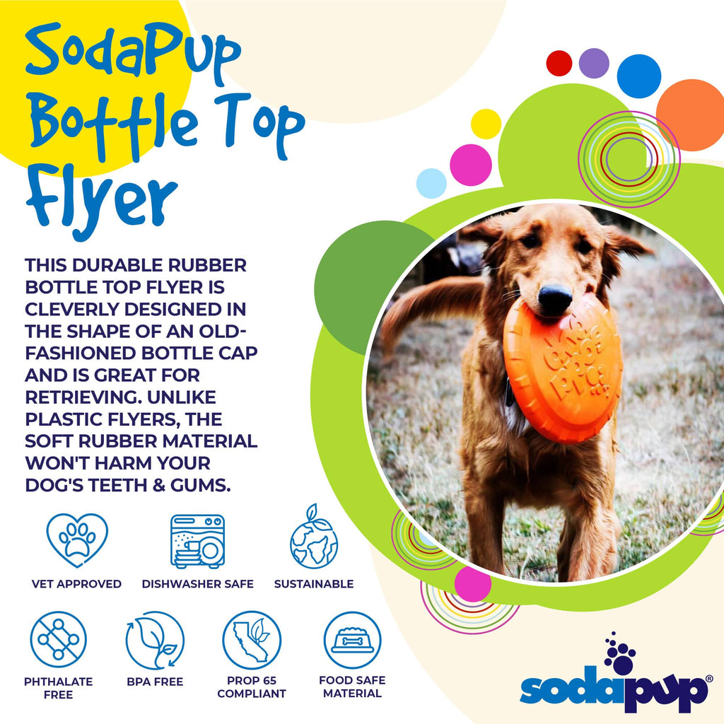 SodaPup Bottle Top Flyer orange rubber frisbee dog toy – photo 2 of 13