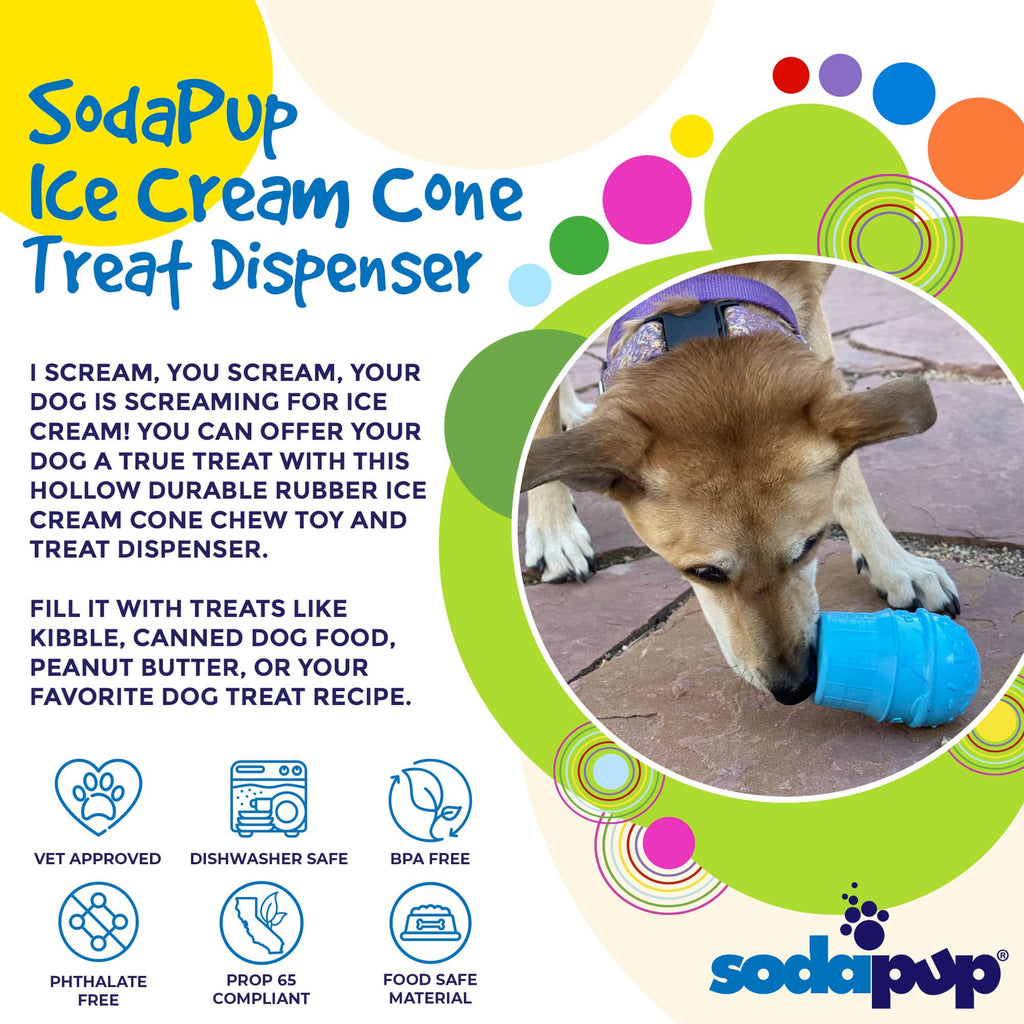 SodaPup Ice Cream Cone blue rubber chew toy and treat dispenser – photo 2 of 10