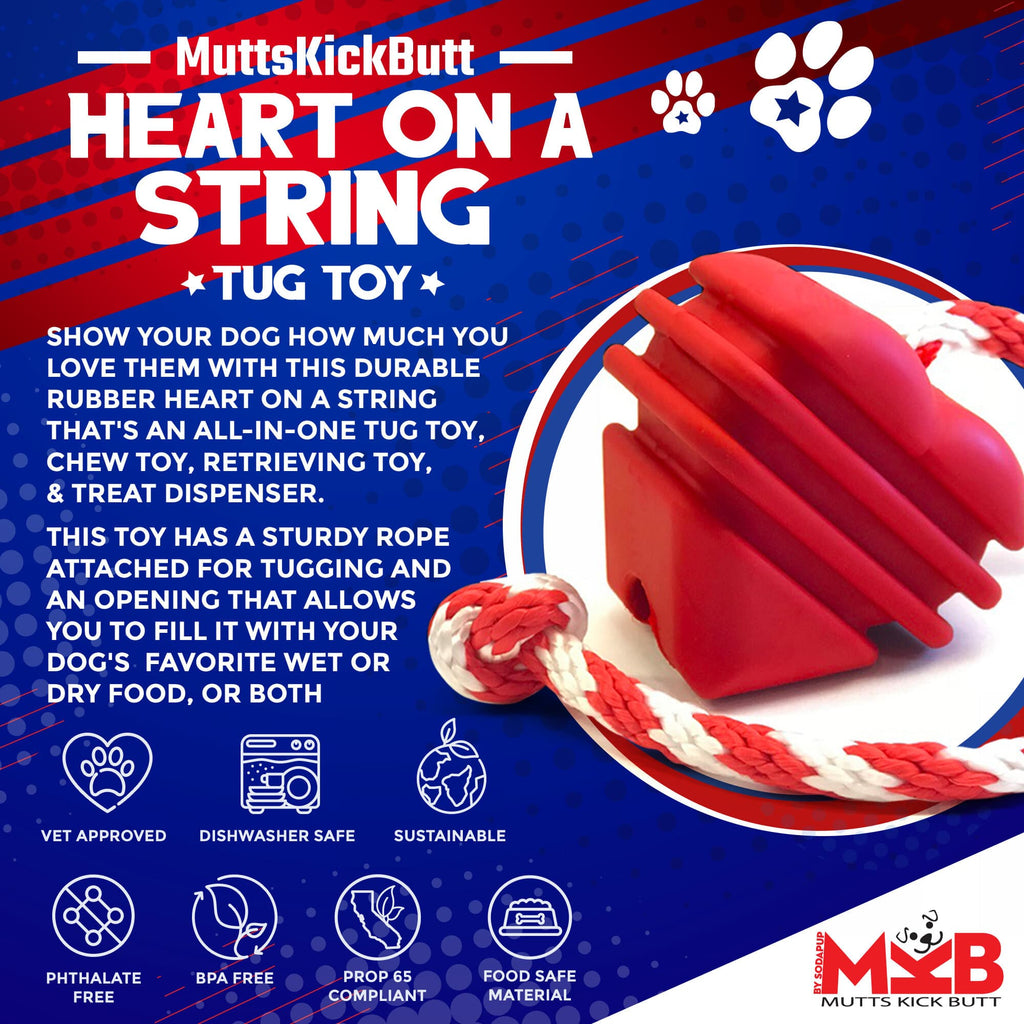 SodaPup Heart on a String red rubber tug dog toy – photo 2 of 10