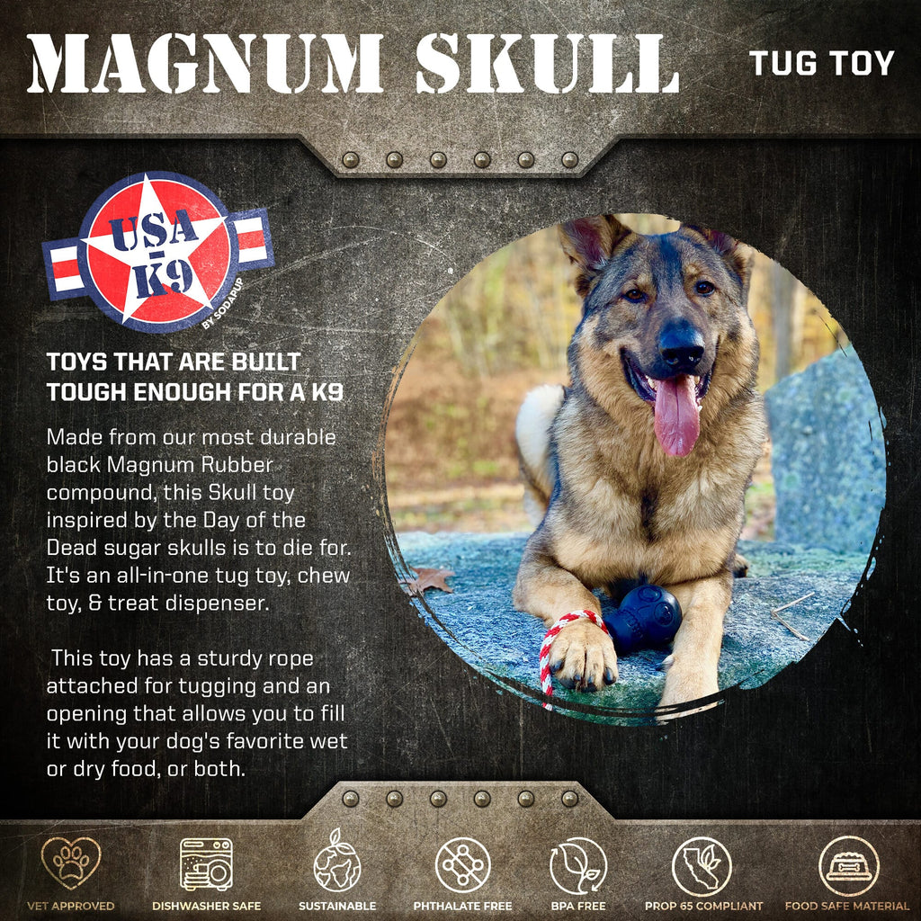 USA-K9 Magnum Skull black rubber chew toy for dogs – photo 2 of 8