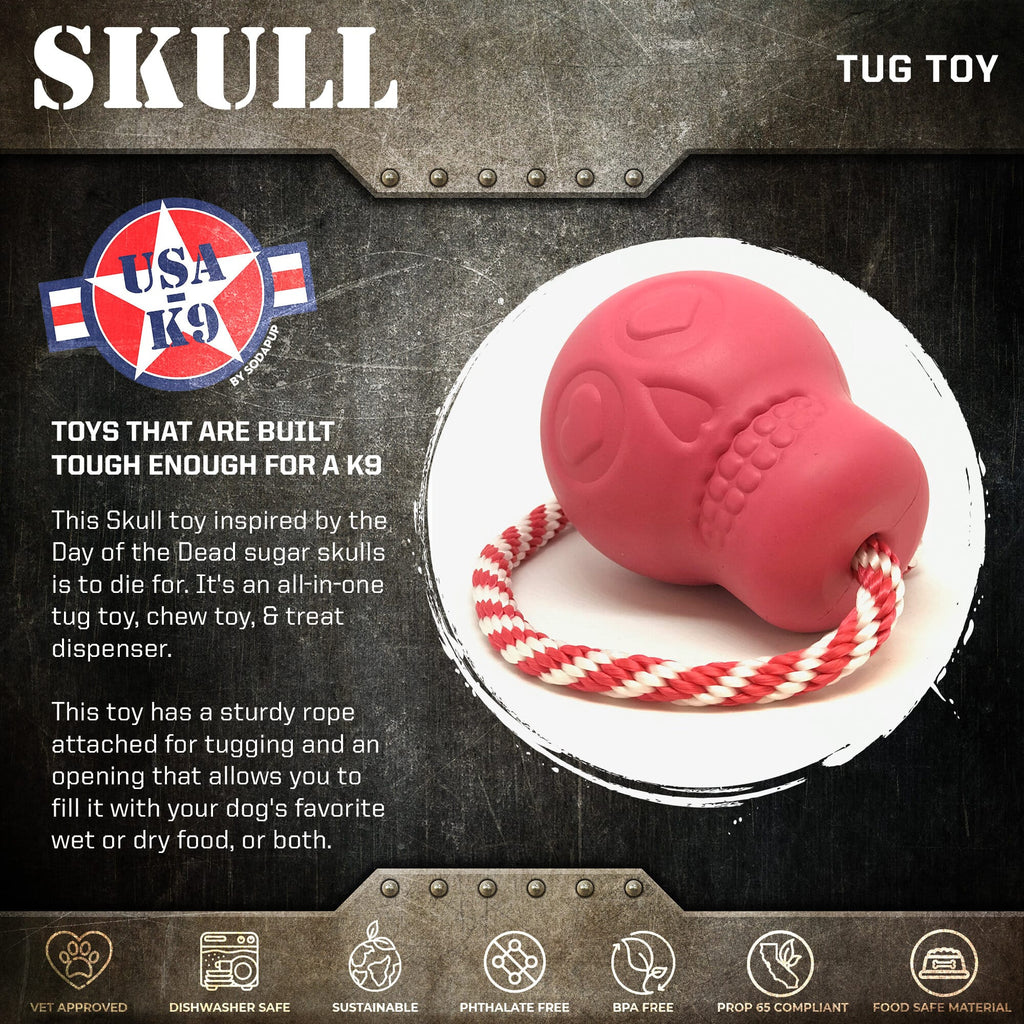 USA-K9 Skull pink rubber chew toy and treat dispenser – photo 2 of 7