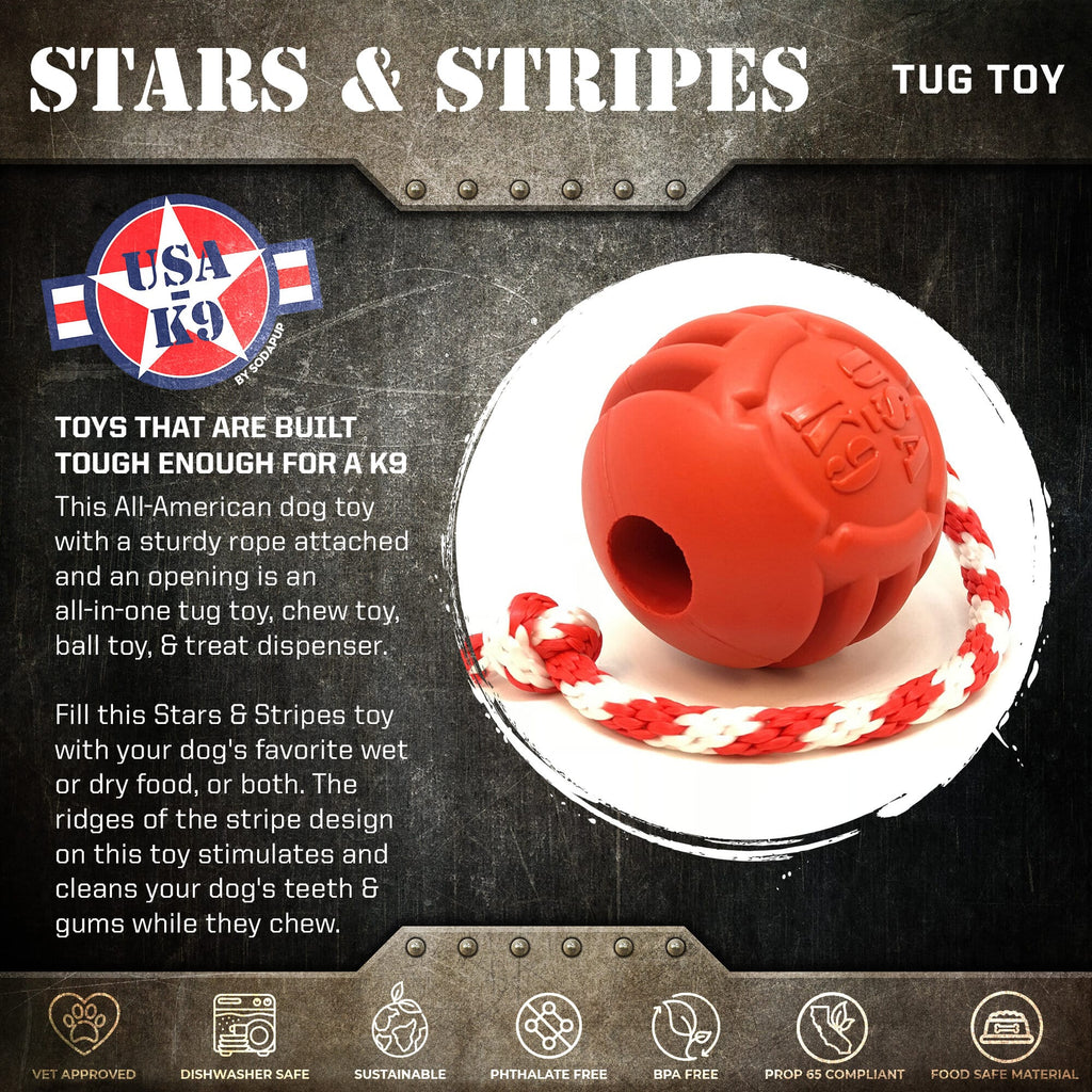 USA-K9 Stars and Stripes red rubber reward ball dog toy – photo 2 of 8