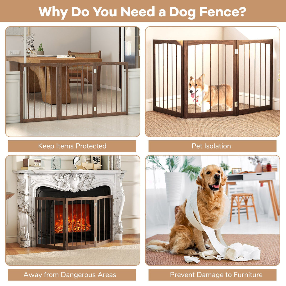 30 Inch Tall Wooden Pet Fence for Small and Medium Dogs – photo 8 of 9