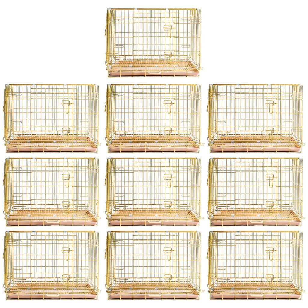 Copper Gold Wire Dog Crate – 24 to 42 Inch, Foldable – alternate view 24