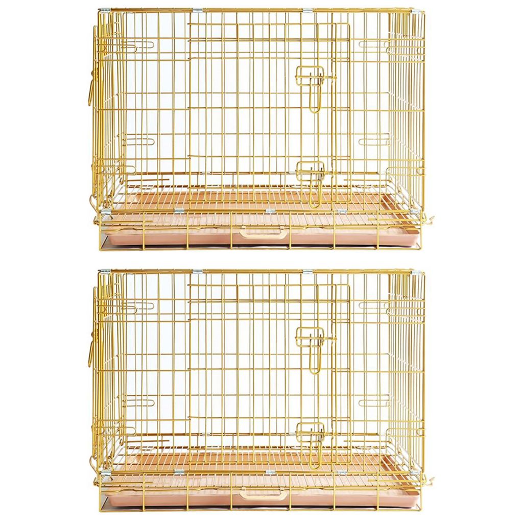 Copper Gold Wire Dog Crate – 24 to 42 Inch, Foldable – alternate view 19