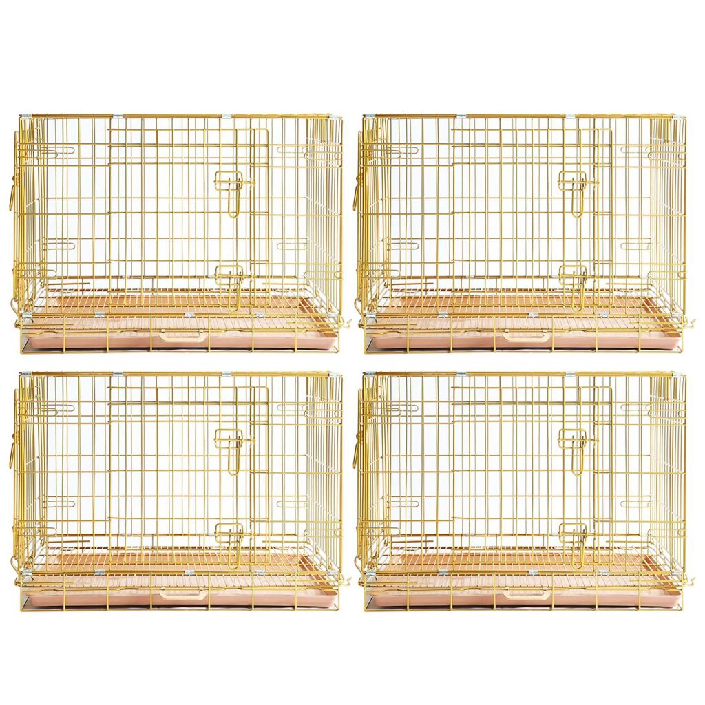 Copper Gold Wire Dog Crate – 24 to 42 Inch, Foldable – alternate view 21