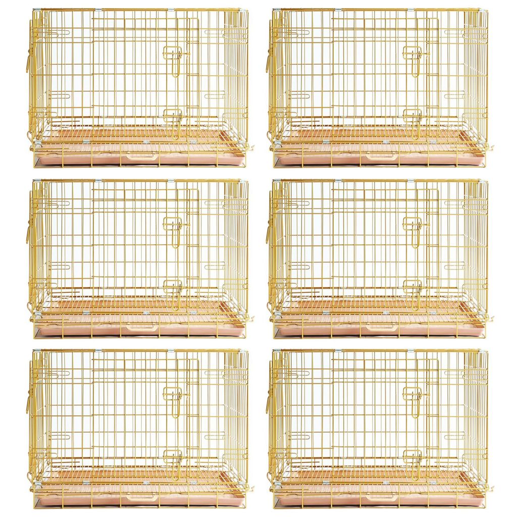 Copper Gold Wire Dog Crate – 24 to 42 Inch, Foldable – alternate view 22