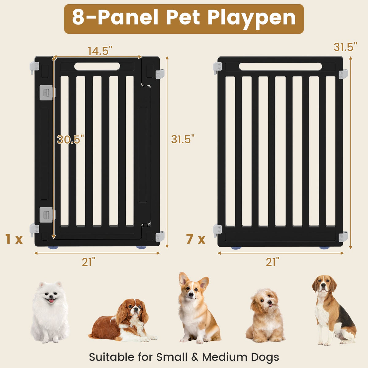 8-Panel Dog Playpen 31.5 inch Indoor Outdoor HDPE – photo 12 of 16