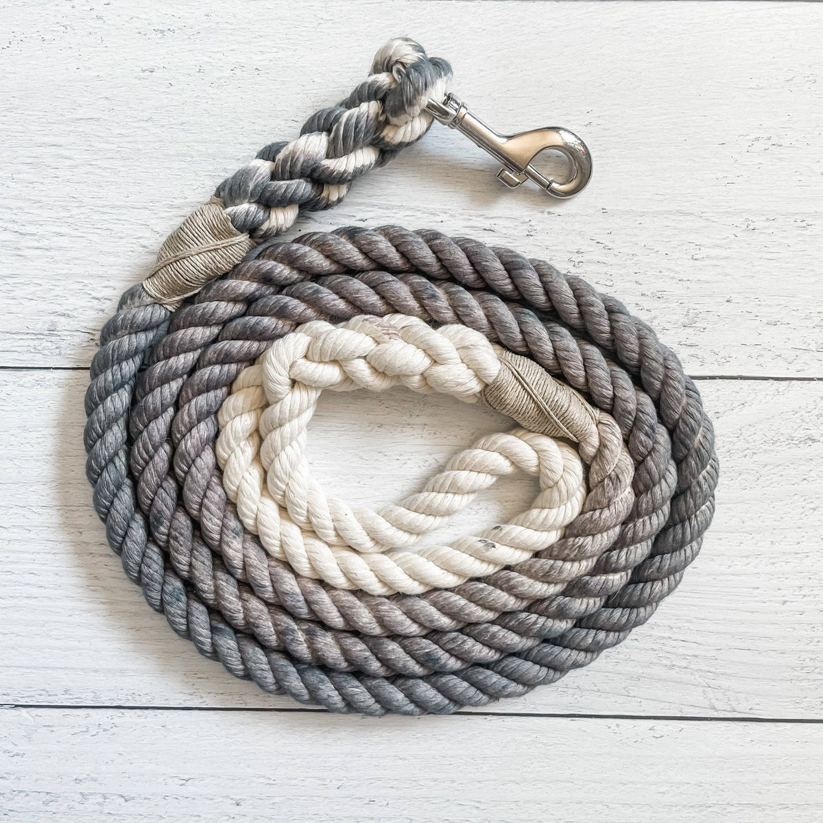 Grey Dog Leash – 4 Feet, Solid, 3/8 Inch – front view