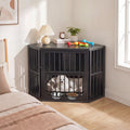Wooden Dog Crate End Table with Adjustable Bowl Rack – photo 1 of 16