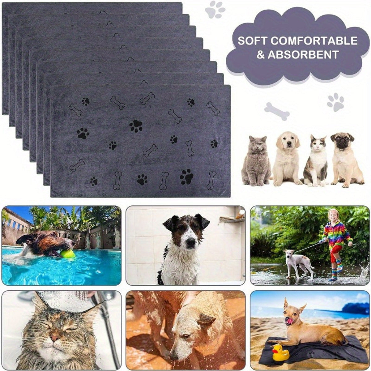 RANOVA Quick-Dry Microfiber Bath Towel for Dogs and Cats – photo 4 of 7