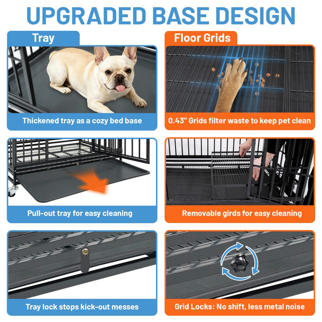 37 Inch Stackable Heavy Duty Dog Kennel – Foldable – alternate view 5