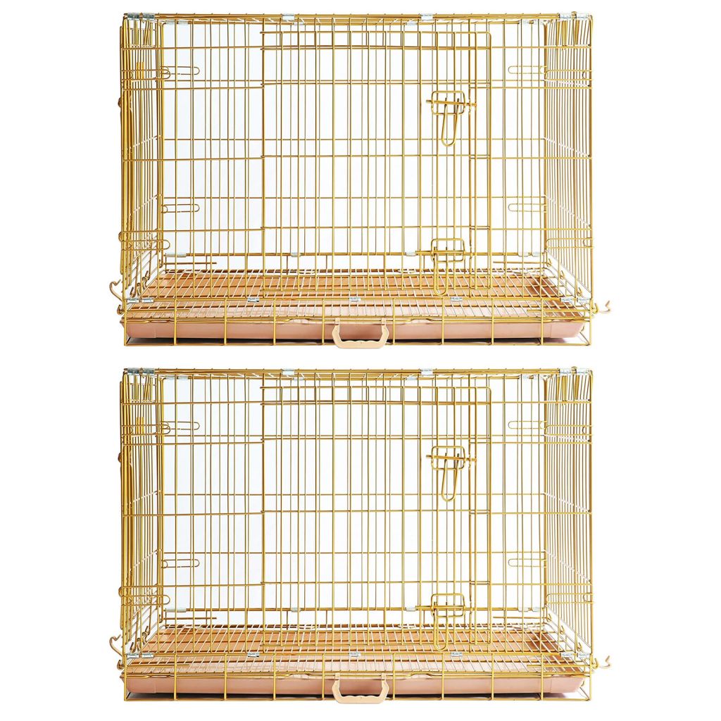 Copper Gold Wire Dog Crate – 24 to 42 Inch, Foldable – alternate view 25