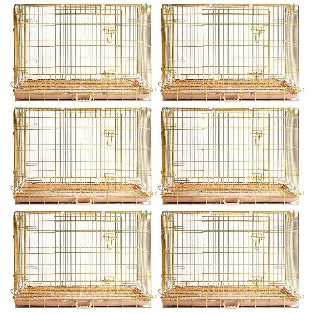 Copper Gold Wire Dog Crate – 24 to 42 Inch, Foldable – alternate view 28