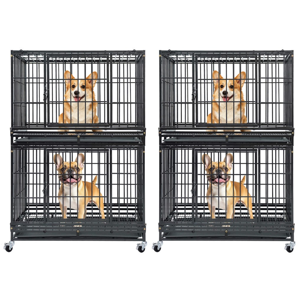 37 Inch Stackable Heavy Duty Dog Kennel – Foldable – alternate view 14
