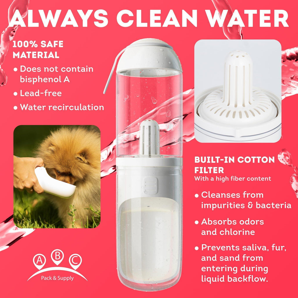 Portable Dog Water Bottle Dispenser 12 oz with Filter – photo 5 of 9