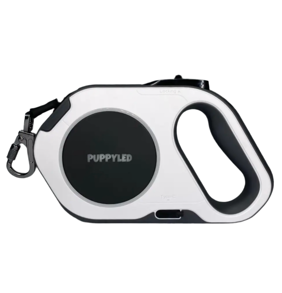 LED Retractable Dog Leash with Flashlight – front view