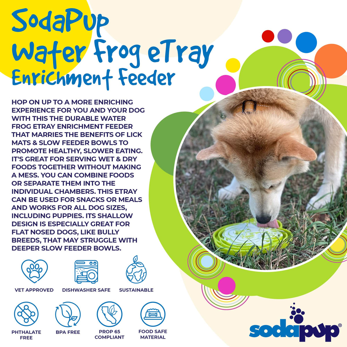 SodaPup Water Frog eTray – Shallow Slow Feeder Dog Bowl, USA Made – alternate view 4