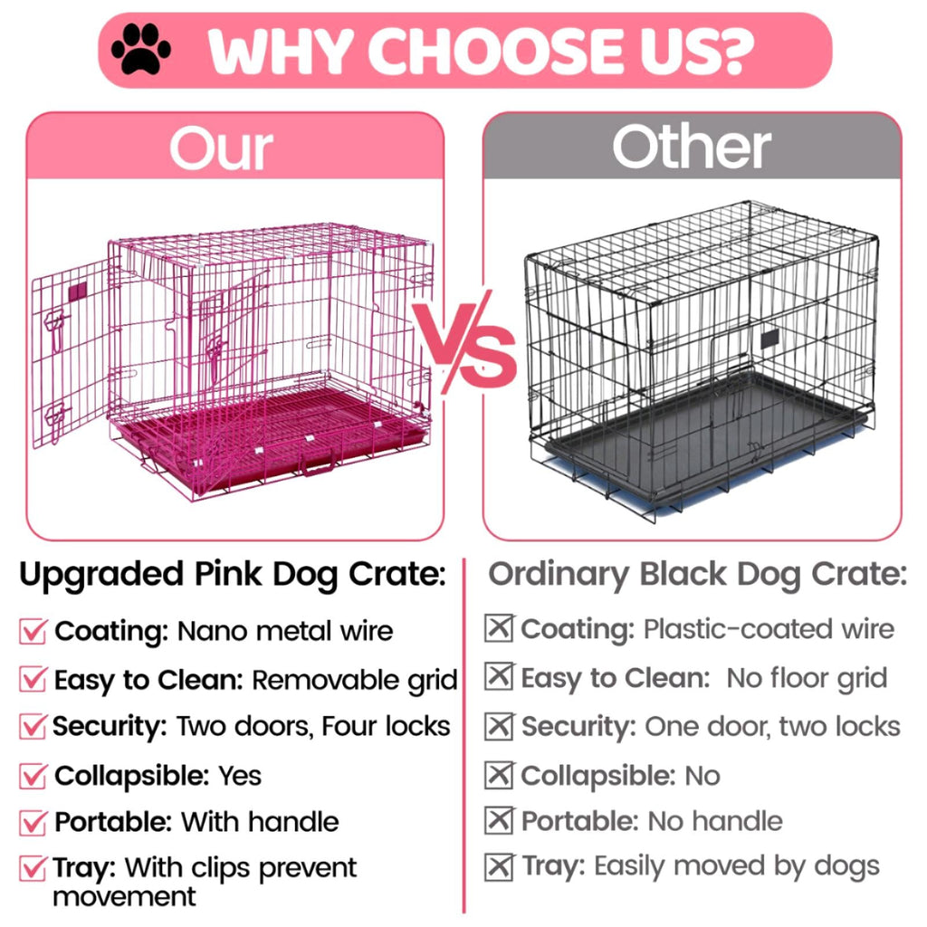 24-42 Inch Pink Wire Dog Crate – alternate view 9