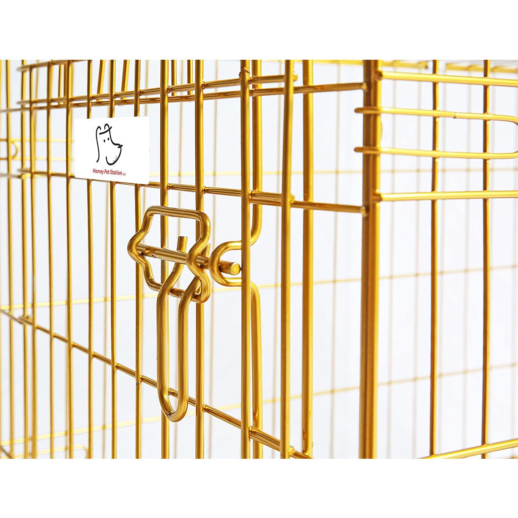 Copper Gold Wire Dog Crate – 24 to 42 Inch, Foldable – alternate view 7