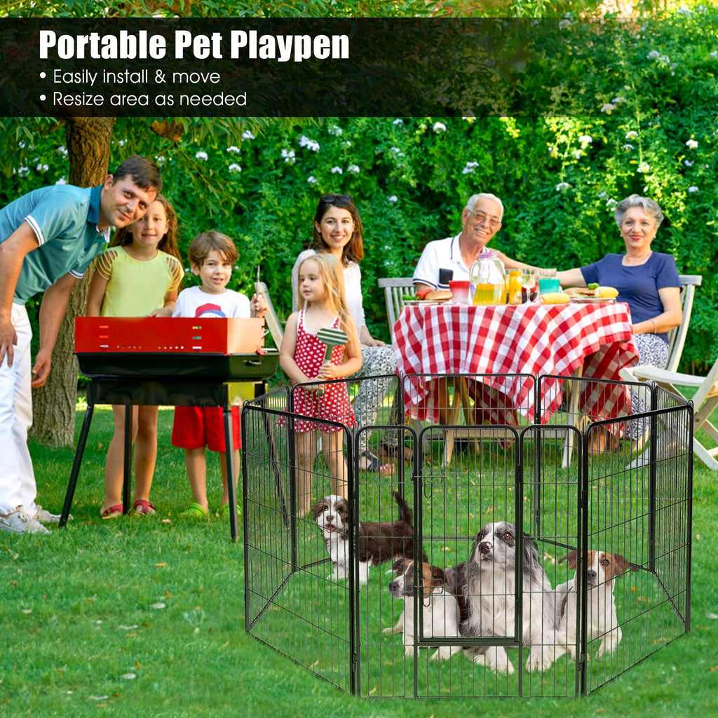 8-Panel Heavy-Duty Metal Dog Playpen with Door – photo 2 of 9