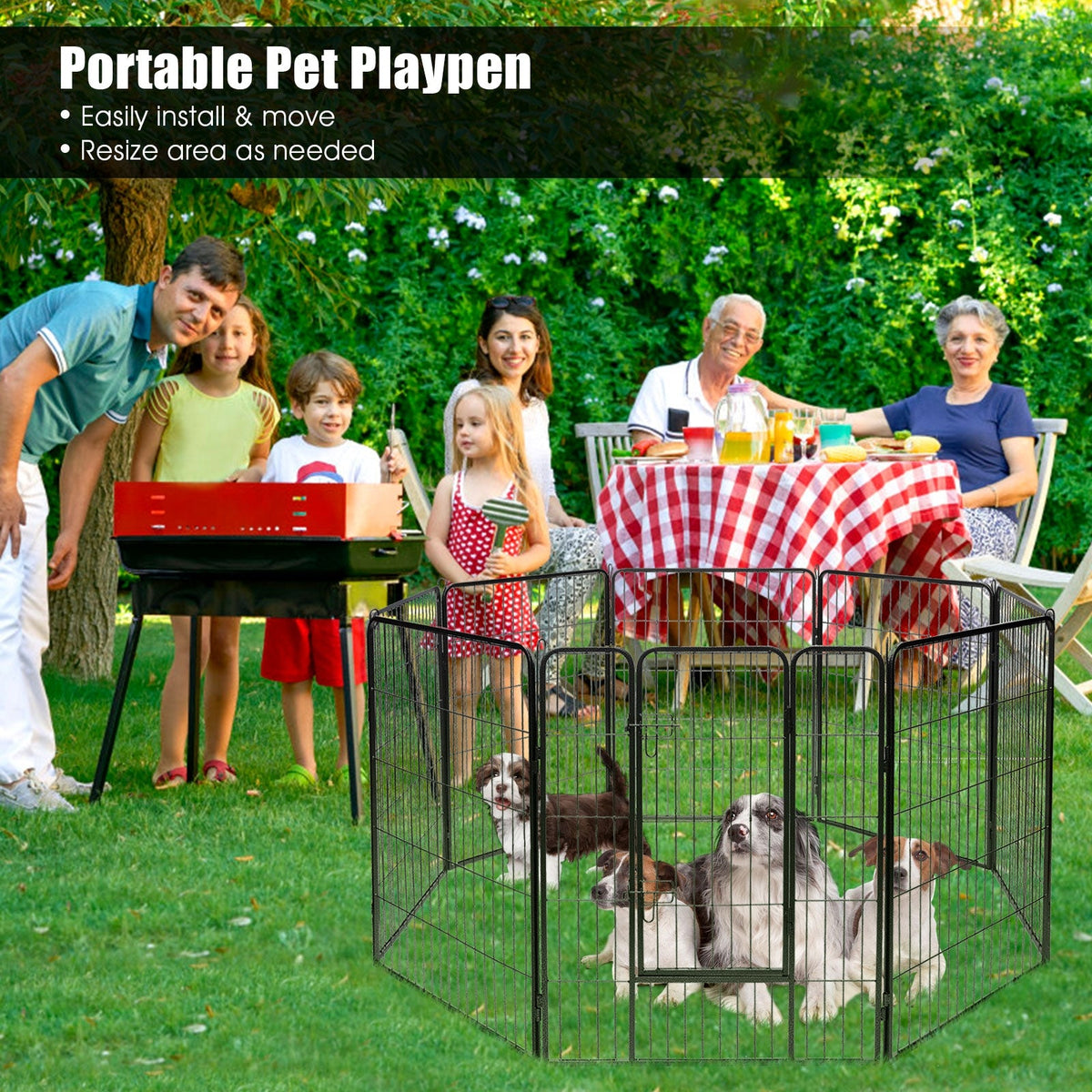 8-Panel Heavy-Duty Metal Dog Playpen with Door – photo 2 of 9