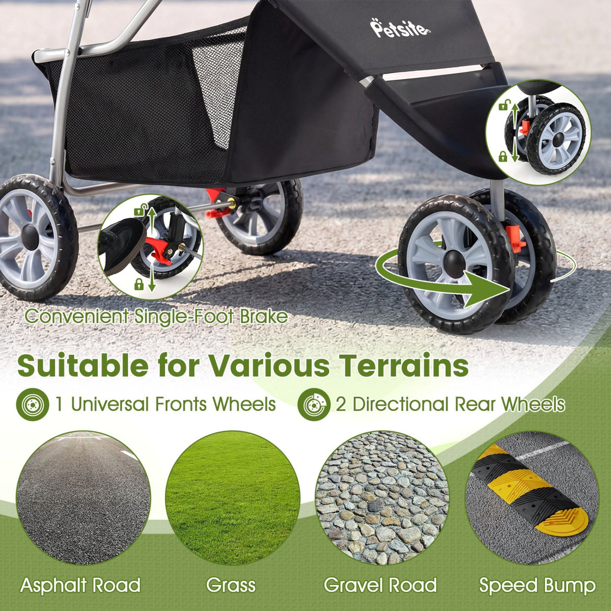 3-Wheel Pet Stroller for Small Dogs up to 33 lbs – photo 15 of 16